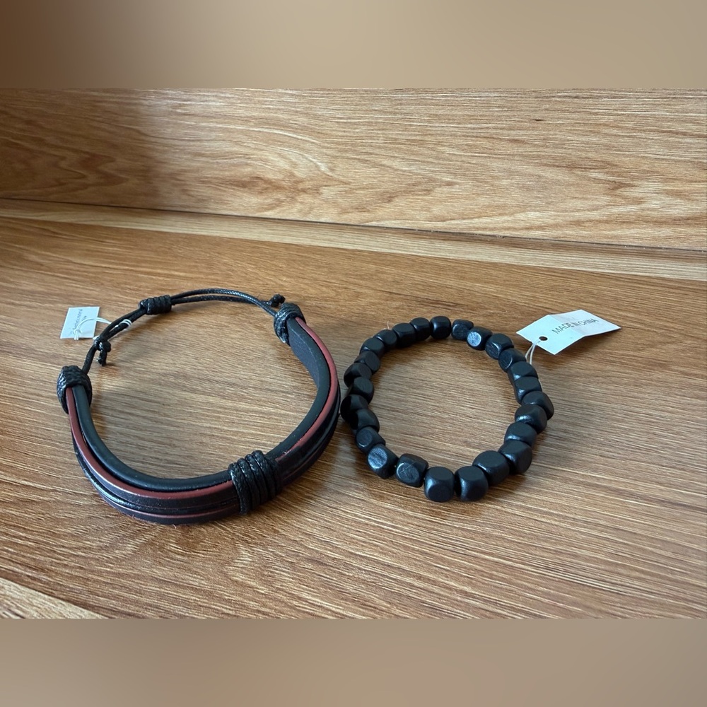 Black and Red Bracelet Duo